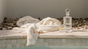 blanket by the pool